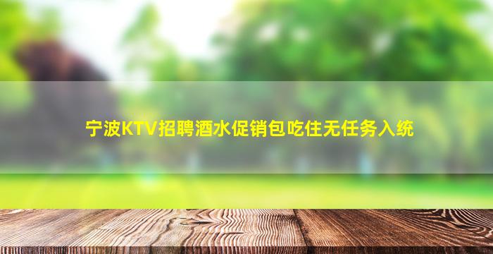 宁波KTV招聘酒水促销包吃住无任务入统
